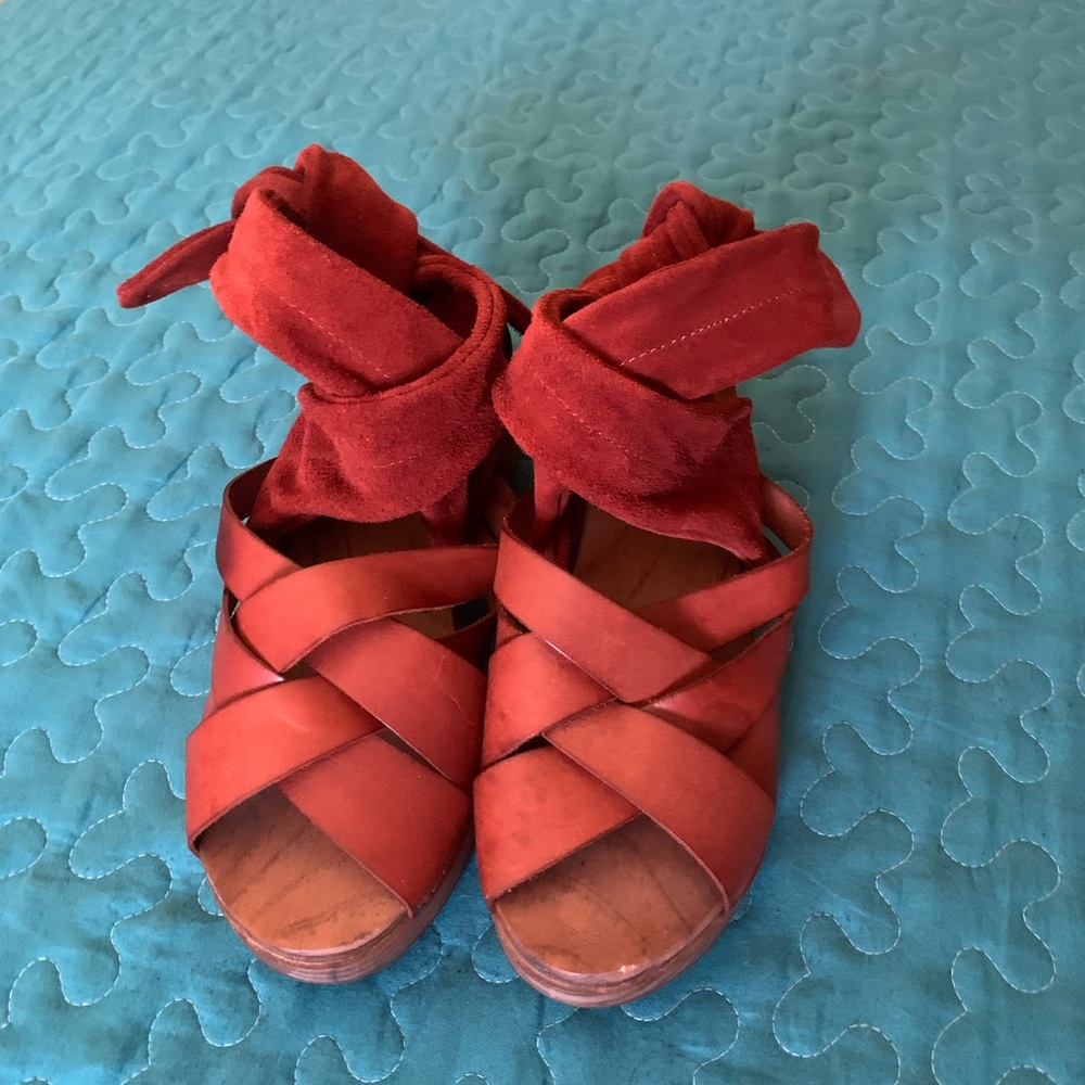 🇪🇸Free People Made in Spain - Burnt Orange Leather Sandals - Picture 4 of 11